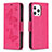 Custodia Portafoglio In Pelle Farfalla Cover con Supporto L09 per Apple iPhone 13 Pro Rosa Caldo