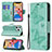 Custodia Portafoglio In Pelle Farfalla Cover con Supporto L09 per Apple iPhone 13 Pro Verde