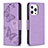 Custodia Portafoglio In Pelle Farfalla Cover con Supporto L09 per Apple iPhone 13 Pro Viola