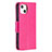 Custodia Portafoglio In Pelle Farfalla Cover con Supporto L09 per Apple iPhone 13 Rosa Caldo