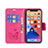 Custodia Portafoglio In Pelle Farfalla Cover con Supporto L09 per Apple iPhone 13 Rosa Caldo