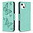 Custodia Portafoglio In Pelle Farfalla Cover con Supporto L09 per Apple iPhone 13 Verde