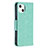 Custodia Portafoglio In Pelle Farfalla Cover con Supporto L09 per Apple iPhone 13 Verde