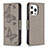 Custodia Portafoglio In Pelle Farfalla Cover con Supporto L09 per Apple iPhone 14 Pro Max Grigio Scuro