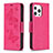 Custodia Portafoglio In Pelle Farfalla Cover con Supporto L09 per Apple iPhone 14 Pro Max Rosa Caldo