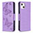 Custodia Portafoglio In Pelle Farfalla Cover con Supporto L09 per Apple iPhone 14 Viola