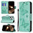 Custodia Portafoglio In Pelle Farfalla Cover con Supporto L09 per Apple iPhone 15 Pro Max Verde