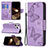 Custodia Portafoglio In Pelle Farfalla Cover con Supporto L09 per Apple iPhone 15 Pro Max Viola