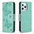 Custodia Portafoglio In Pelle Farfalla Cover con Supporto L09 per Apple iPhone 15 Pro Verde