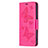 Custodia Portafoglio In Pelle Farfalla Cover con Supporto L09 per Apple iPhone 15 Rosa Caldo