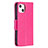 Custodia Portafoglio In Pelle Farfalla Cover con Supporto L09 per Apple iPhone 15 Rosa Caldo