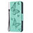 Custodia Portafoglio In Pelle Farfalla Cover con Supporto L09 per Apple iPhone 15 Verde