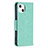 Custodia Portafoglio In Pelle Farfalla Cover con Supporto L09 per Apple iPhone 15 Verde