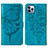 Custodia Portafoglio In Pelle Farfalla Cover con Supporto L10 per Apple iPhone 13 Pro Max Blu