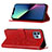 Custodia Portafoglio In Pelle Farfalla Cover con Supporto L10 per Apple iPhone 13 Pro Max Rosso