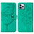 Custodia Portafoglio In Pelle Farfalla Cover con Supporto L10 per Apple iPhone 13 Pro Max Verde