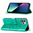 Custodia Portafoglio In Pelle Farfalla Cover con Supporto L10 per Apple iPhone 13 Pro Max Verde