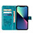 Custodia Portafoglio In Pelle Farfalla Cover con Supporto L10 per Apple iPhone 14 Blu