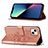 Custodia Portafoglio In Pelle Farfalla Cover con Supporto L10 per Apple iPhone 14 Oro Rosa