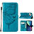 Custodia Portafoglio In Pelle Farfalla Cover con Supporto L10 per Apple iPhone 14 Plus Blu