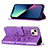 Custodia Portafoglio In Pelle Farfalla Cover con Supporto L10 per Apple iPhone 14 Plus Lavanda