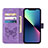 Custodia Portafoglio In Pelle Farfalla Cover con Supporto L10 per Apple iPhone 14 Plus Lavanda