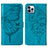 Custodia Portafoglio In Pelle Farfalla Cover con Supporto L10 per Apple iPhone 14 Pro Blu