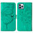 Custodia Portafoglio In Pelle Farfalla Cover con Supporto L10 per Apple iPhone 14 Pro Verde