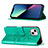 Custodia Portafoglio In Pelle Farfalla Cover con Supporto L10 per Apple iPhone 14 Verde