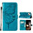 Custodia Portafoglio In Pelle Farfalla Cover con Supporto L10 per Apple iPhone 15 Blu