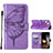 Custodia Portafoglio In Pelle Farfalla Cover con Supporto L10 per Apple iPhone 15 Lavanda