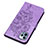 Custodia Portafoglio In Pelle Farfalla Cover con Supporto L10 per Apple iPhone 15 Pro Lavanda