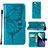 Custodia Portafoglio In Pelle Farfalla Cover con Supporto L10 per Apple iPhone 15 Pro Max Blu