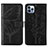 Custodia Portafoglio In Pelle Farfalla Cover con Supporto L10 per Apple iPhone 15 Pro Nero