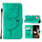 Custodia Portafoglio In Pelle Farfalla Cover con Supporto L10 per Apple iPhone 15 Verde