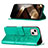 Custodia Portafoglio In Pelle Farfalla Cover con Supporto L10 per Apple iPhone 15 Verde