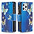 Custodia Portafoglio In Pelle Farfalla Cover con Supporto per Apple iPhone 13 Pro Blu