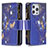 Custodia Portafoglio In Pelle Farfalla Cover con Supporto per Apple iPhone 13 Pro Blu Notte