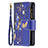 Custodia Portafoglio In Pelle Farfalla Cover con Supporto per Apple iPhone 13 Pro Blu Notte