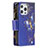 Custodia Portafoglio In Pelle Farfalla Cover con Supporto per Apple iPhone 13 Pro Blu Notte