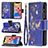 Custodia Portafoglio In Pelle Farfalla Cover con Supporto per Apple iPhone 13 Pro Blu Notte