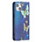 Custodia Portafoglio In Pelle Farfalla Cover con Supporto per Apple iPhone 14 Plus Blu