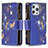 Custodia Portafoglio In Pelle Farfalla Cover con Supporto per Apple iPhone 15 Pro Blu Notte