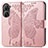 Custodia Portafoglio In Pelle Farfalla Cover con Supporto per Asus Zenfone 9 Oro Rosa