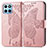 Custodia Portafoglio In Pelle Farfalla Cover con Supporto per Huawei Honor 70 Lite 5G Oro Rosa