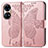 Custodia Portafoglio In Pelle Farfalla Cover con Supporto per Huawei P50e Rosa