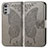 Custodia Portafoglio In Pelle Farfalla Cover con Supporto per Motorola Moto E32 Grigio