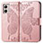 Custodia Portafoglio In Pelle Farfalla Cover con Supporto per Motorola Moto G53 5G Oro Rosa