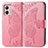 Custodia Portafoglio In Pelle Farfalla Cover con Supporto per Motorola Moto G53 5G Rosa Caldo