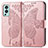 Custodia Portafoglio In Pelle Farfalla Cover con Supporto per OnePlus Nord 2 5G Oro Rosa